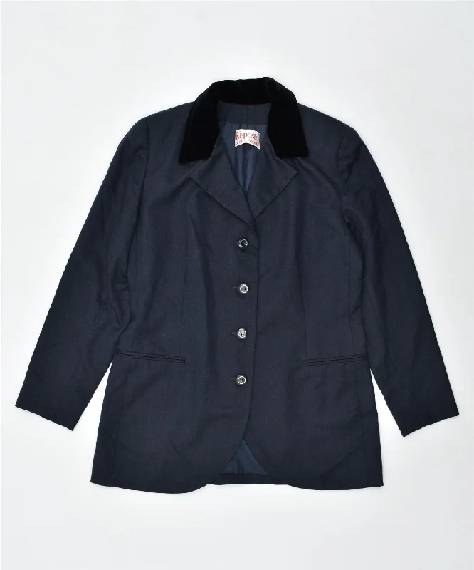 LAURA BIAGIOTTI Womens 4 Button Blazer Jacket UK 12 Medium Black Toggled Jacket Drawstring Jacket Belted Jacket