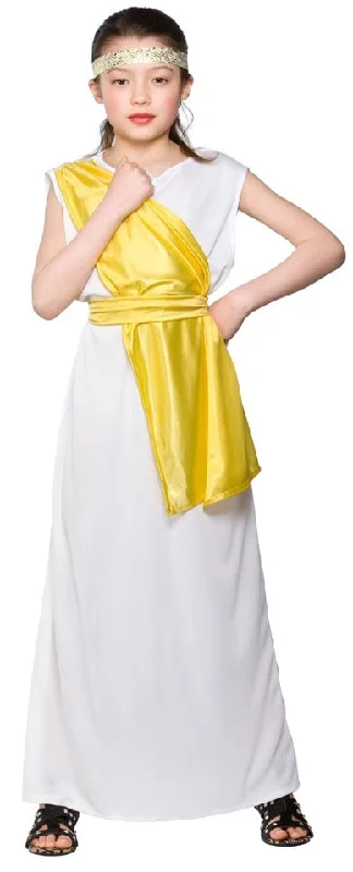 Girls Greek Roman Toga Grecian Fancy Dress Costume Tunics Yoga stretchy