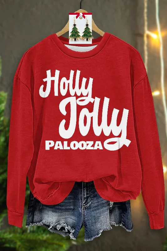 Classic Santa Palooza Christmas Print Sweatshirt Hoodie with Raw Hem Edgy Unfinished Classic Santa Palooza Christmas Print Sweatshirt Hoodie with Raw Hem Edgy Unfinished