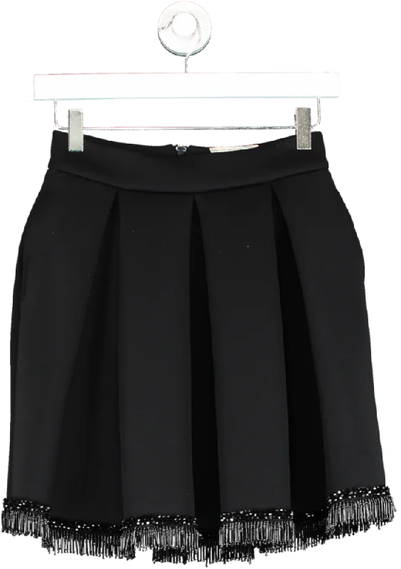 Maje Black Beaded Fringe Skirt UK 6 chiffon skirt airy