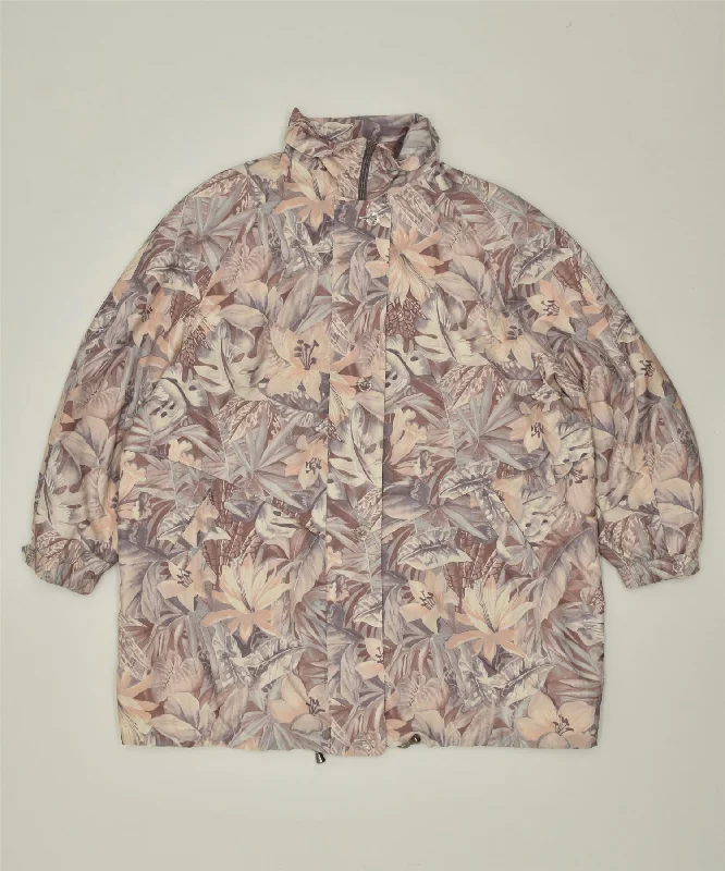 CREATION ATELIER Womens Windbreaker Jacket UK 22 3XL Multicoloured Floral Tailored Jacket Straight Jacket A-Line Jacket