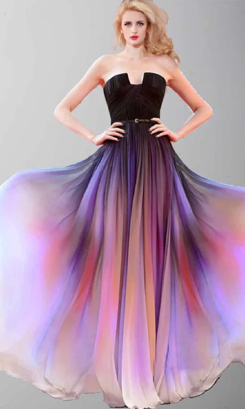Flowy Ombre Purple Cape U Neck Long Prom Dresses P421 Tunics Running lightweight