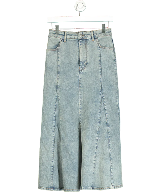 Maje Blue Denim Maxi Skirt W36 lace skirt feminine