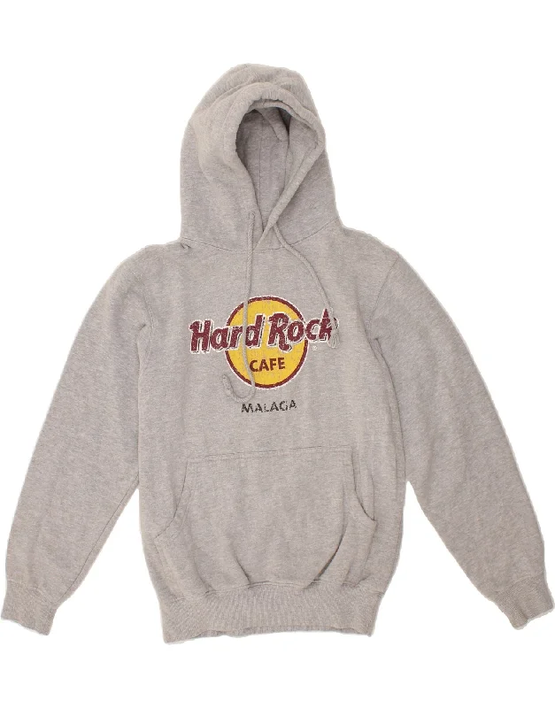 HARD ROCK CAFE Womens Malaga Graphic Hoodie Jumper UK 14 Medium Grey Hoodie with Zipper Versatile Modern