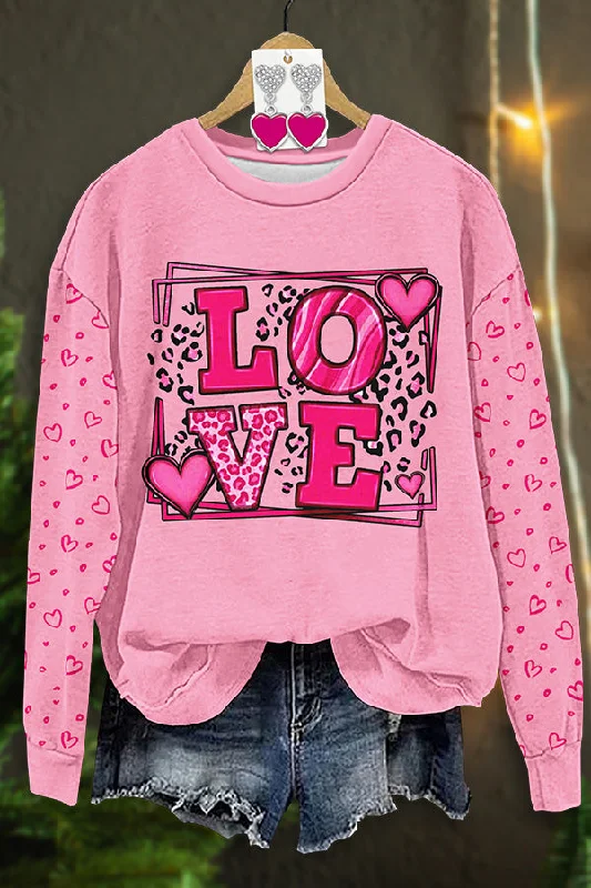 Cute Valentine's Day Love Print Sweatshirt Hoodie Jacket Zipper Layering
