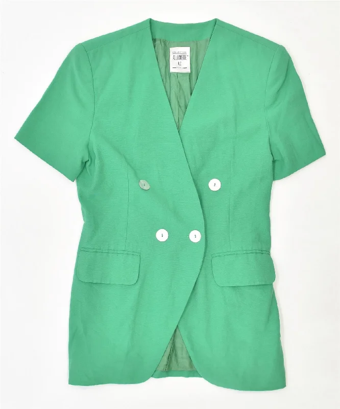 ALLUMETTE A.C Womens Double Breasted Blazer Jacket UK 12 Medium Green Tiered Jacket Buttoned Jacket Zippered Jacket