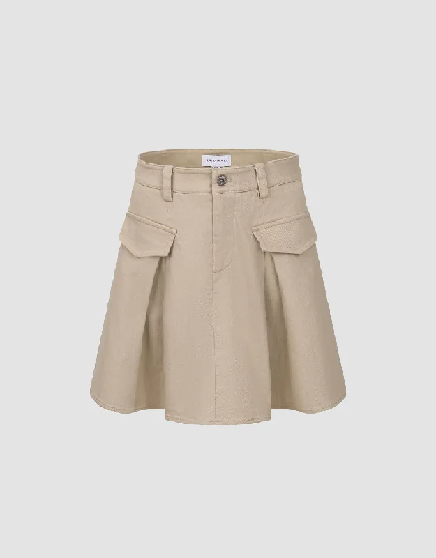 Mini A-Line Skirt With Fake Pockets leather skirt bold