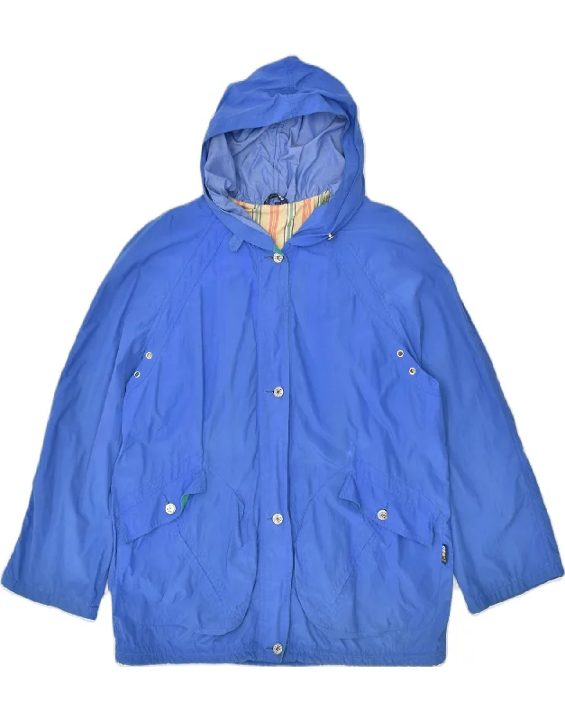 GEO SPIRIT Womens Hooded Utility Jacket IT 46 Large Blue Hooded Jacket Caped Jacket Shawl Collar Jacket GEO SPIRIT Womens Hooded Utility Jacket IT 46 Large Blue Hooded Jacket Caped Jacket Shawl Collar Jacket
