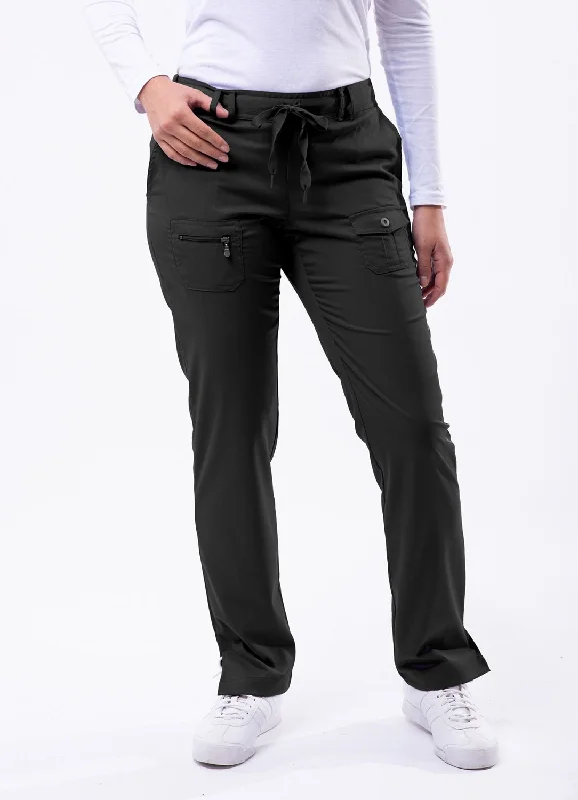 Slim Fit 6 Pocket Scrubs Pant by Adar (Regular) XXS-3XL /  BLACK Warm Wool Trousers