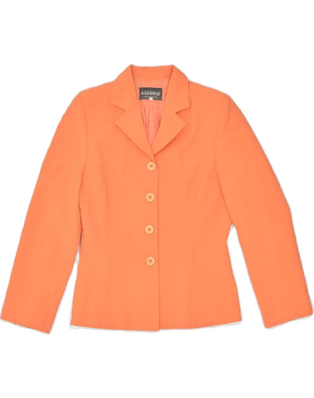 ALLEGRA Womens 4 Button Blazer Jacket IT 42 Medium Orange Polyester Wool Jacket Cashmere Jacket Tweed Jacket