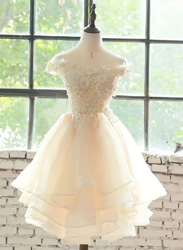 Lovely Flowers Organza Layers Short Party Dress, Cute Homecoming Dress Prom Dress Lace Sexy Club Lovely Flowers Organza Layers Short Party Dress, Cute Homecoming Dress Prom Dress Lace Sexy Club