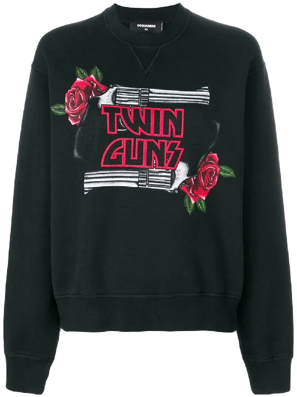 Twin Guns print sweatshirt Hoodie with Neon Bright Vibrant