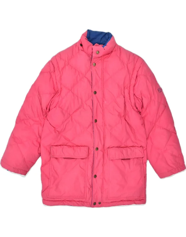 VINTAGE Womens Padded Jacket UK 14 Large Pink Elasticated Jacket Padded Jacket Insulated Jacket