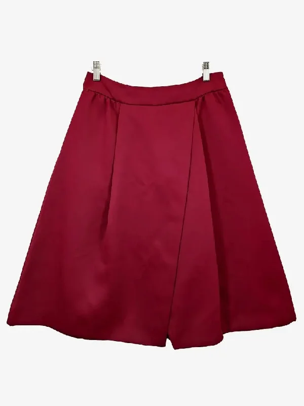 Ted Baker Maroon Elegant Wrap Style Formal Skirt Size 12 silk skirt lustrous