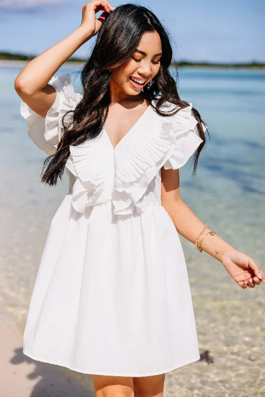 Take The Win White Ruffled Party Dress Tunics Favorite customer