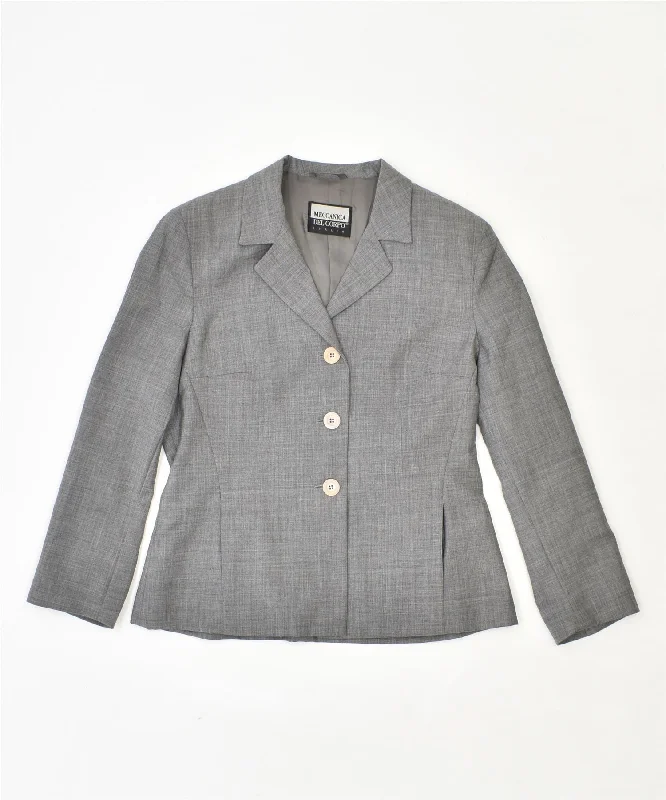 MECCANICA Womens 3 Button Blazer Jacket IT 46 Large Grey Virgin Wool Wool Fabric Cashmere Fabric Tweed Fabric MECCANICA Womens 3 Button Blazer Jacket IT 46 Large Grey Virgin Wool Wool Fabric Cashmere Fabric Tweed Fabric