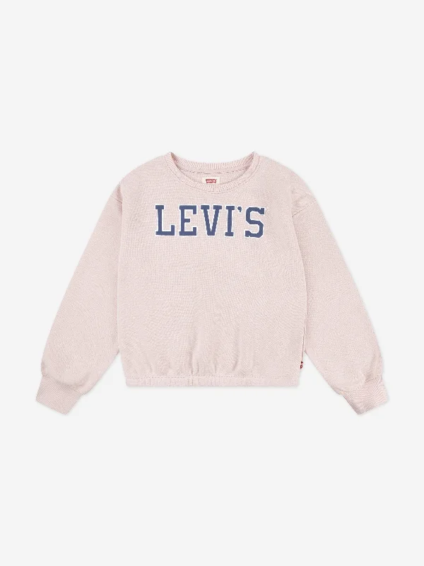 Levi's Girls Logo Sweatshirt in Pink Hoodie with Magnetic Closure Innovative Modern