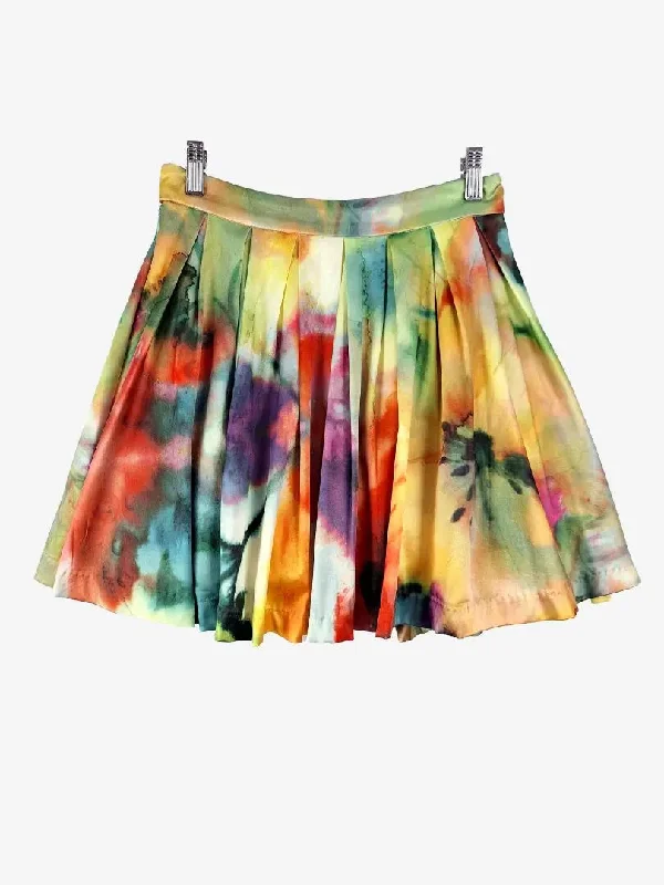 Paper Heart Watercolour Lily Bloom Mini Skirt Size 10 spandex blend skirt