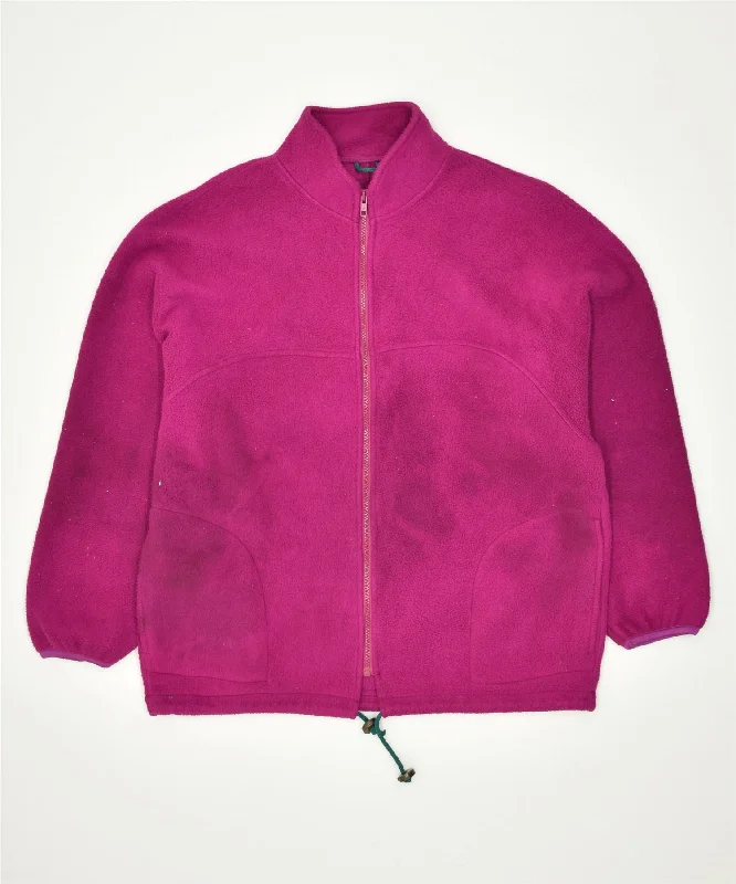 LOTTO Womens Fleece Jacket UK 14 Medium Pink Polyester Zip Front Button Front Snap Front