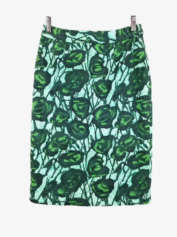 Alannah Hill Roses Stretch Pencil Midi Skirt Size 10 denim skirt casual