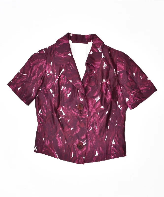VINTAGE Womens Short Sleeve 2 Button Blazer Jacket UK 16 Large Purple Lace Jacket Ribbed Jacket Sequined Jacket
