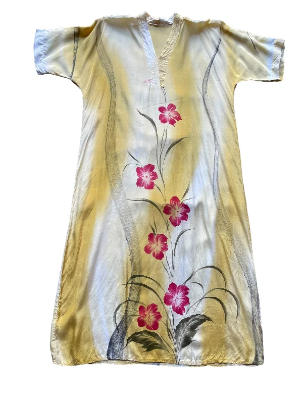 Vintage Hand Painted Silk Kaftan Dress L-XL Tunics Fashionable trendy