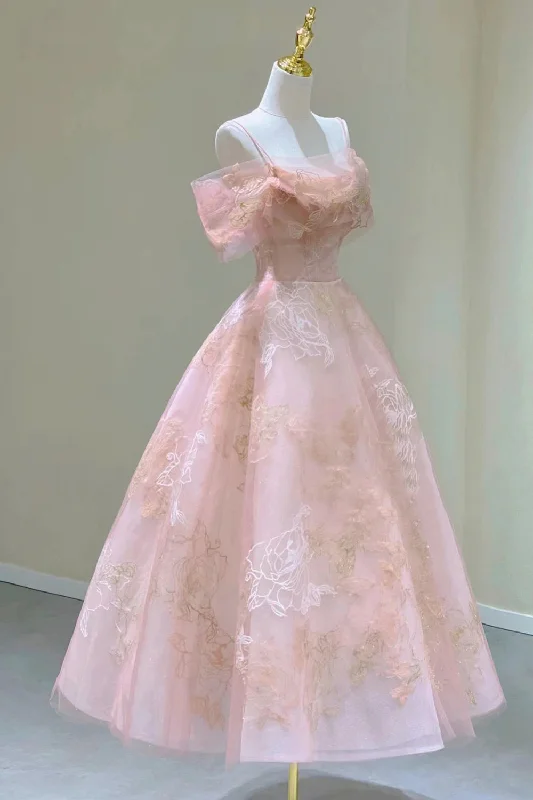 Pink Tulle Lace Short A-Line Prom Dress, Cute Off the Shoulder Party Dress Tunics Chinos classic Pink Tulle Lace Short A-Line Prom Dress, Cute Off the Shoulder Party Dress Tunics Chinos classic