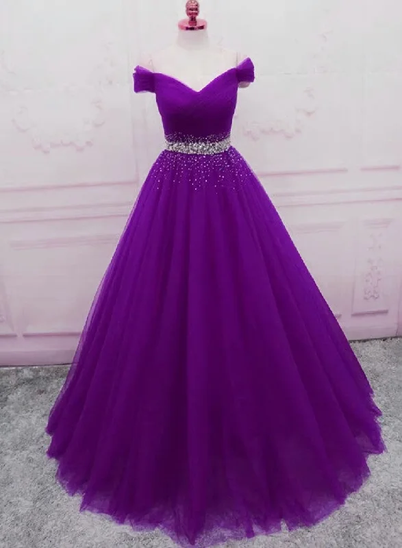 Sequins Sweetheart Long Party Dress, Purple Tulle Evening Gown Tunics Chic fashionable Sequins Sweetheart Long Party Dress, Purple Tulle Evening Gown Tunics Chic fashionable