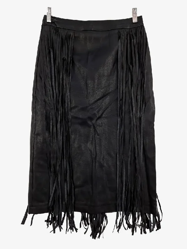 Mossman Funky Fringed Pencil Midi Skirt Size 12 velvet skirt plush