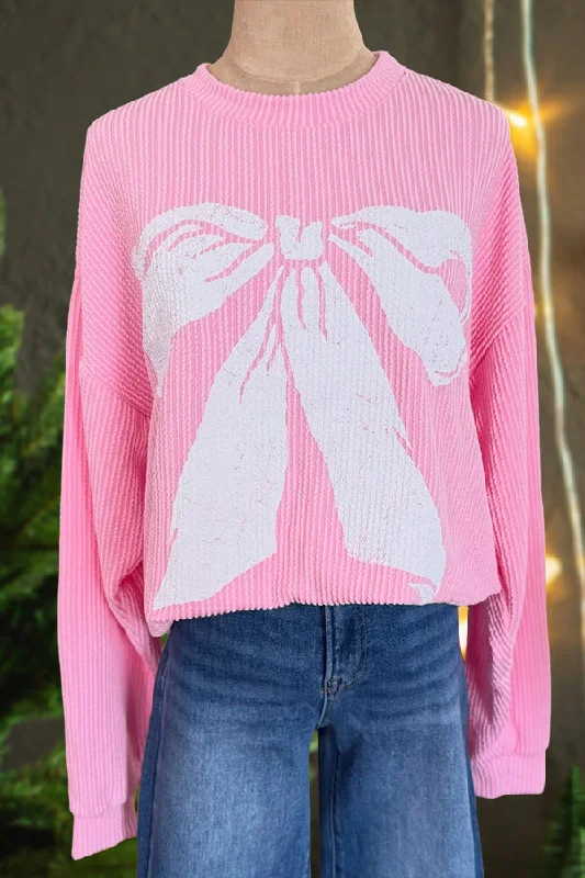 Pretty Bow Print Sweatshirt Hoodie with Tie-Dye Psychedelic Retro