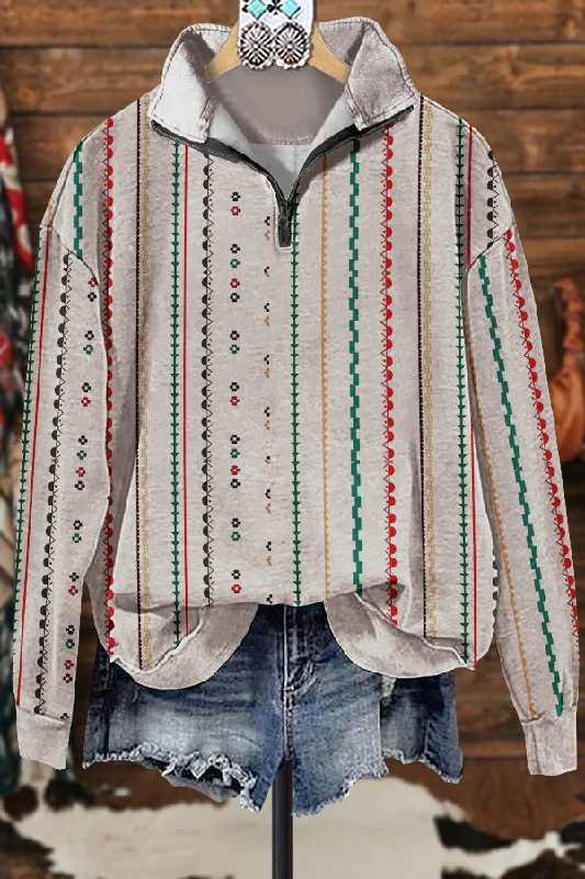 Classic Contrast Graphic Print Sweatshirt Hoodie with Button Placket Classic Preppy