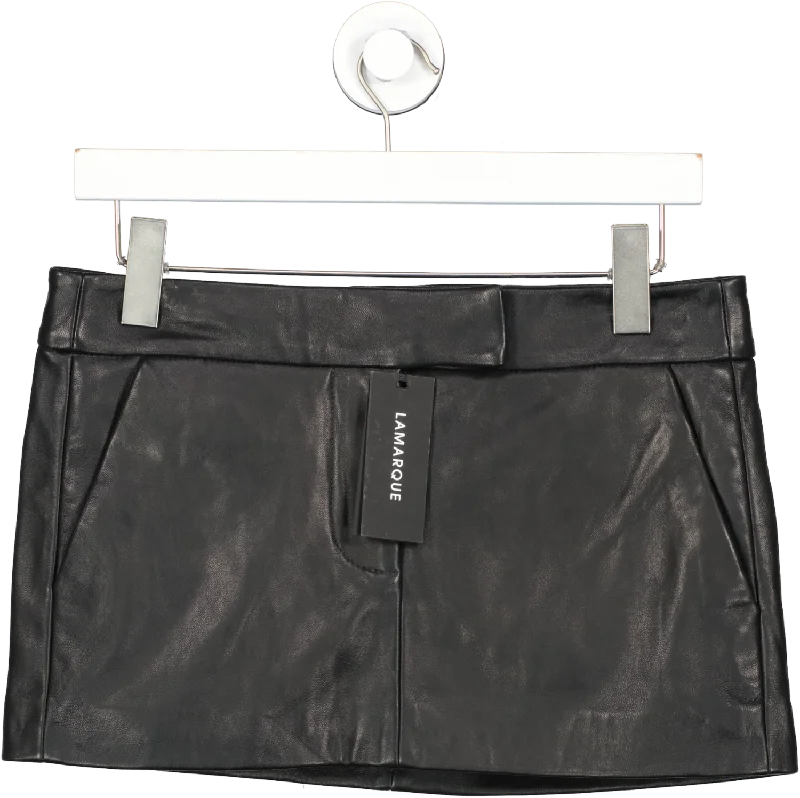 Lamarque Black Inaya Leather Micro Mini Skirt UK XS summer skirt style