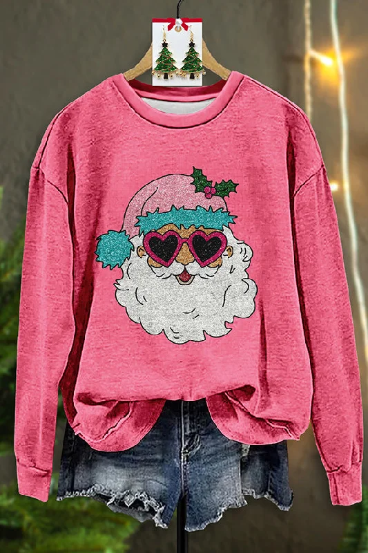 Vintage Santa Palooza Print Sweatshirt Hoodie with Earth Tones Natural Calm