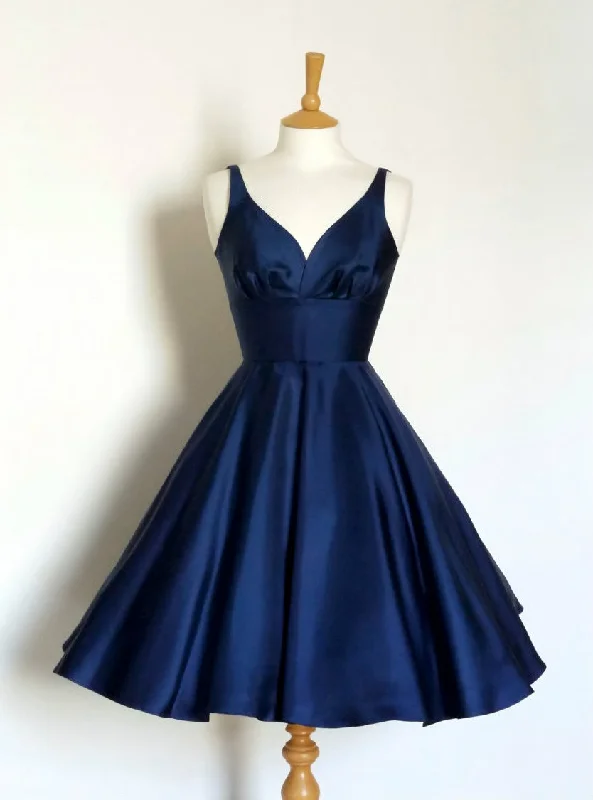 Navy blue Short Fashion Party Dress V neck A Line Prom Dress Backless Homecoming Dresses Tunics Cozy comfortable Navy blue Short Fashion Party Dress V neck A Line Prom Dress Backless Homecoming Dresses Tunics Cozy comfortable