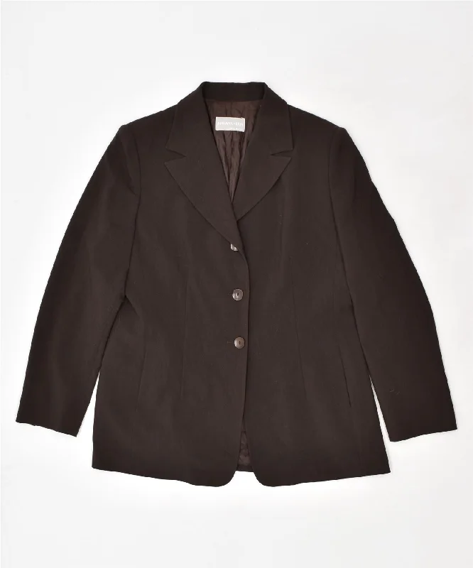 ADRIANA VERRI Womens 3 Button Blazer Jacket IT 50 XL Brown Polyester Quilted Jacket Puffer Jacket Insulated Jacket