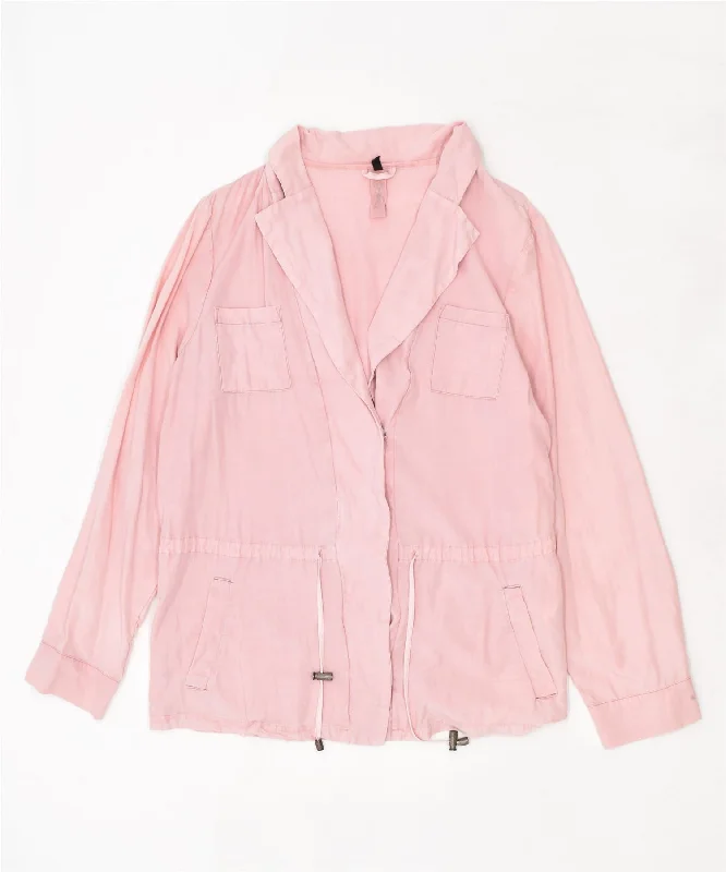 VINTAGE Womens Utility Jacket UK 18 XL Pink Lyocell Denim Jacket Leather Jacket Suede Jacket