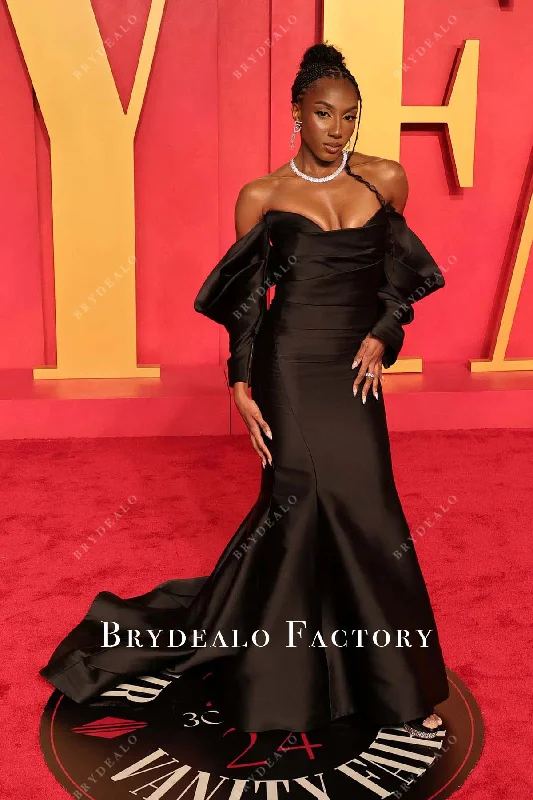 Ziwe Fumudoh Black Mermaid 2024 Oscars After Party Dress Cowl Neckline Elegant