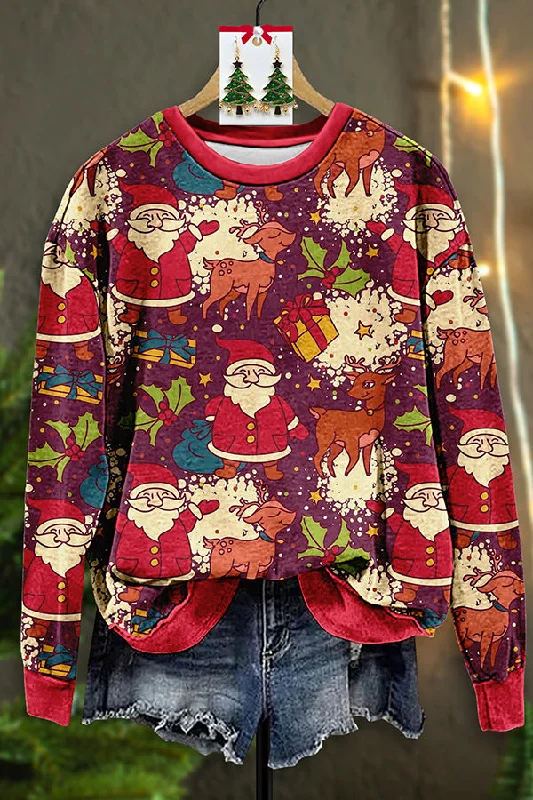 Vintage Santa Claus Print Sweatshirt Hoodie with Logo Branding Identity
