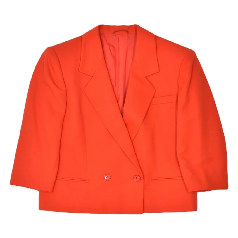 VINTAGE Womens Double Breasted Blazer Jacket UK 12 Medium Red Zip Front Button Front Snap Front