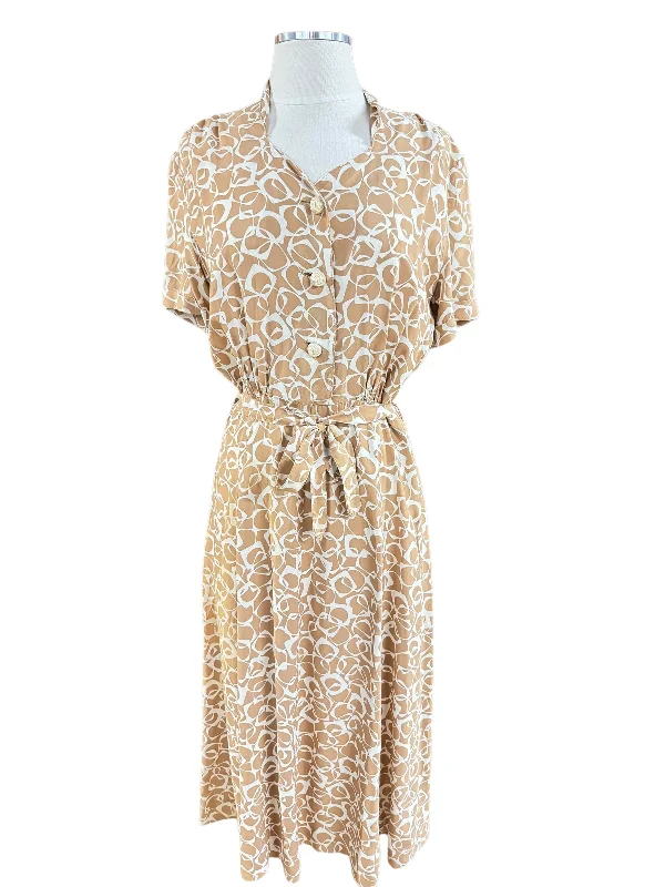 1940s Beige Geometric Dress M Tunics Business professional