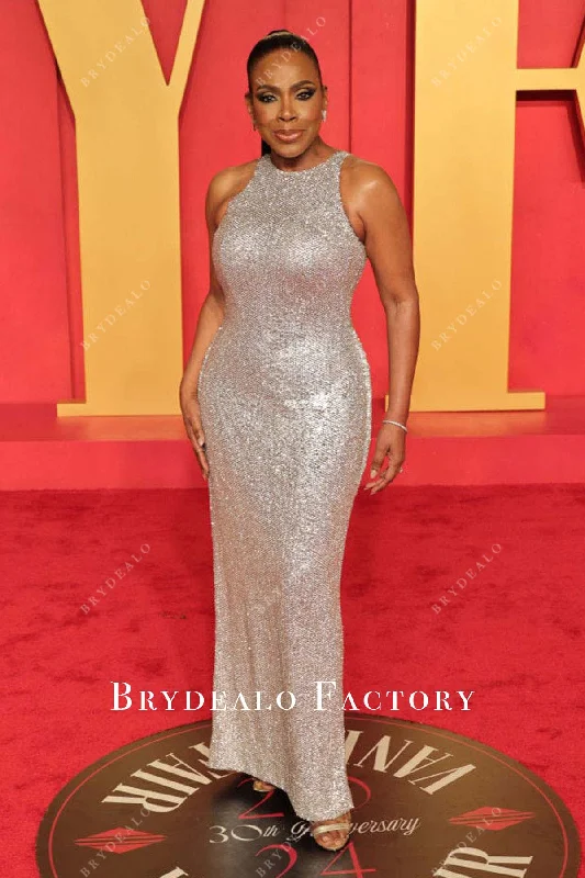 Sheryl Lee Ralph Silver Sequined 2024 Oscars After Party Dress Tunics Print Colorful Sheryl Lee Ralph Silver Sequined 2024 Oscars After Party Dress Tunics Print Colorful