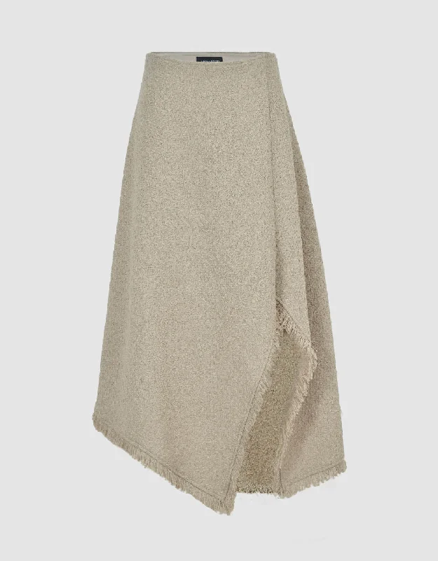 Split Raw Hem Midi A-Line Skirt denim skirt stylish