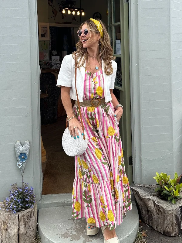 ‘AMORE’ DRESS IN MARIGOLD STRIPE Tunics Cozy comfortable