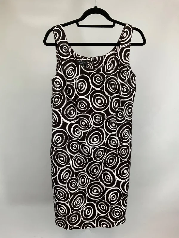 Kim Rogers Brown & White Dress sz 12 empire Waist empire