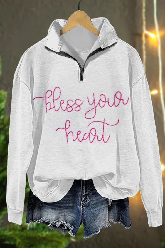 Cute Christmas Bless Print Sweatshirt Hoodie with Double Zipper Versatile Adjustable