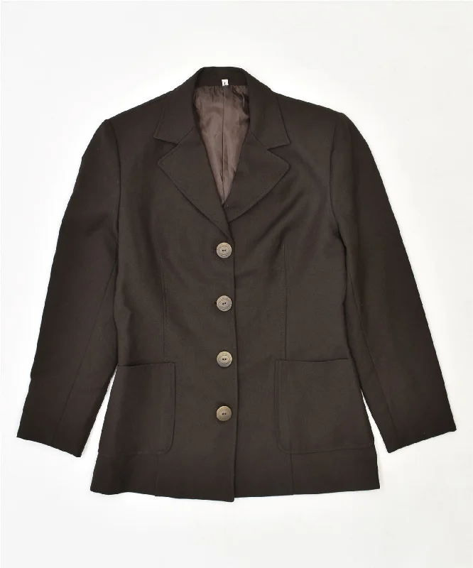 WIT BOY Womens 4 Button Blazer Jacket UK 14 Large Brown Polyester Vintage Rayon Jacket Velvet Jacket Corduroy Jacket