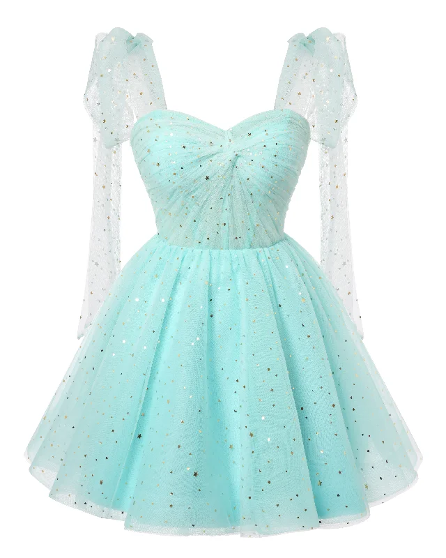 Sparkly Starry Mint Green Tulle Short Homecoming Dresses Spaghetti Bow Straps Prom Dress Sequin Cocktail Party Dress for Teens Tunics Party sparkling Sparkly Starry Mint Green Tulle Short Homecoming Dresses Spaghetti Bow Straps Prom Dress Sequin Cocktail Party Dress for Teens Tunics Party sparkling