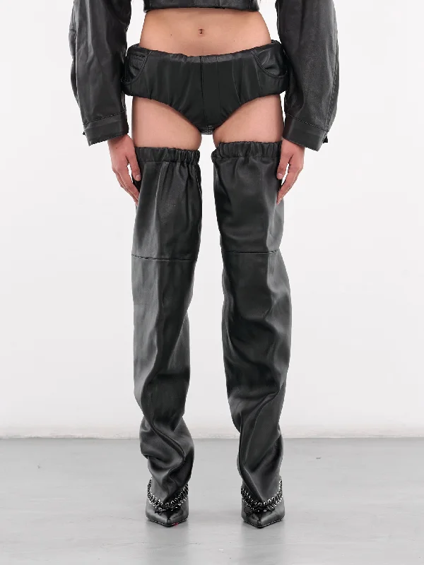 Leather Hot Pants (SH01036-0015-BLACK) Classic Straight Pants
