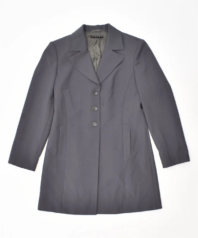 SISLEY Womens Long Line 3 Button Blazer Jacket IT 42 Medium Grey Polyester Plaid Jacket Tartan Jacket Houndstooth Jacket