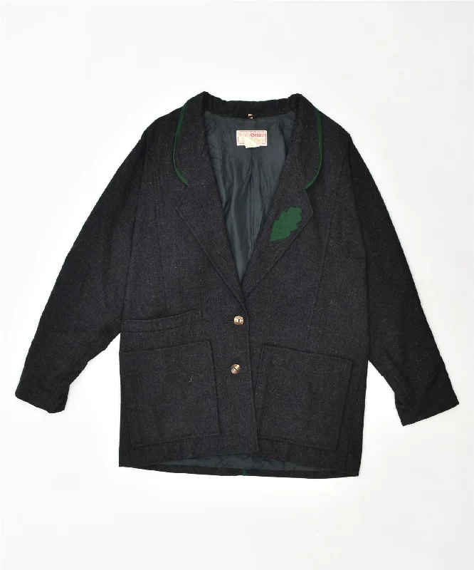 BELLER TRACHT Womens 2 Button Blazer Jacket EU 36 Small Grey Vintage Jersey Jacket Tulle Jacket Batik Jacket